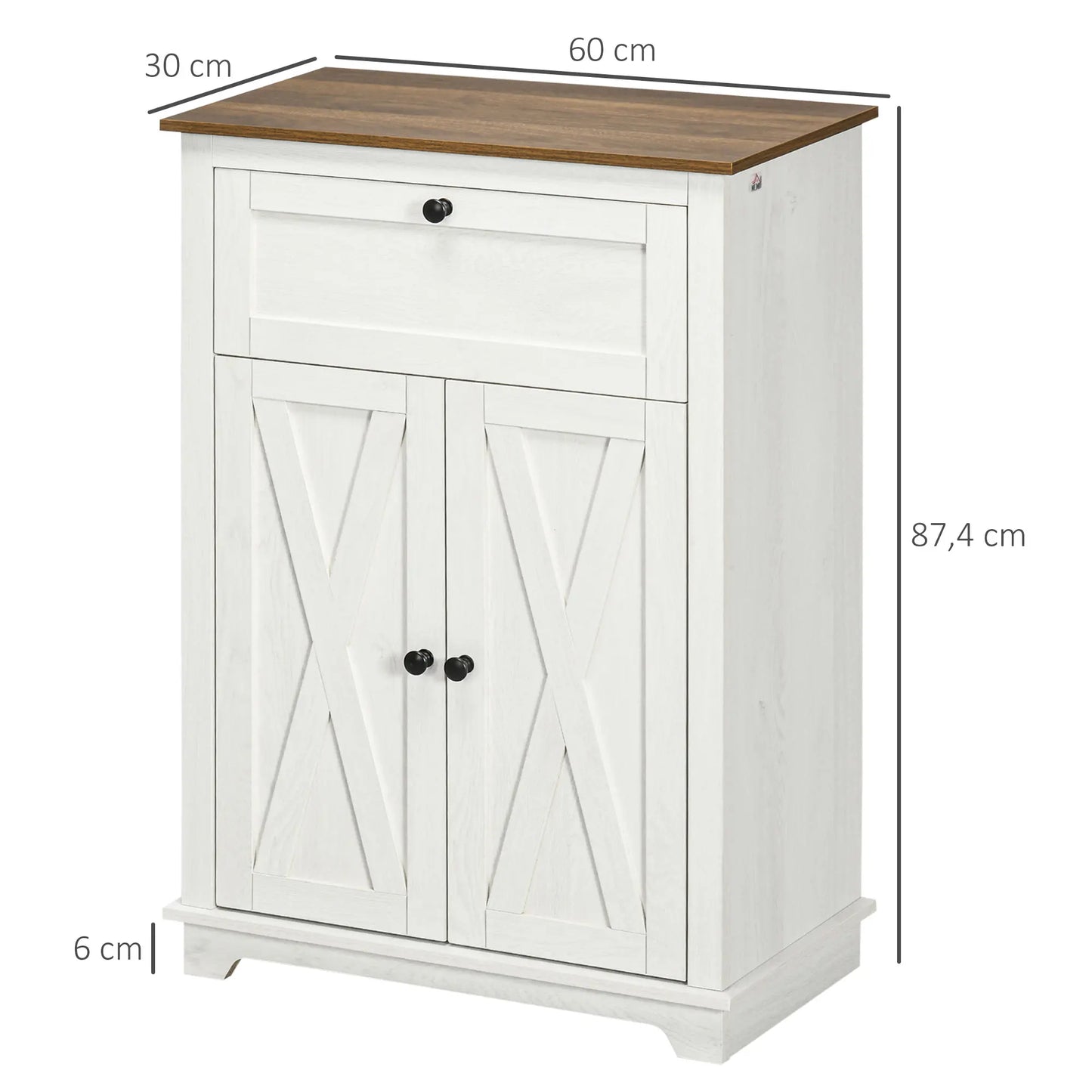 HOMCOM living room sideboard with double drawer doors 60x30x87,4 cm white