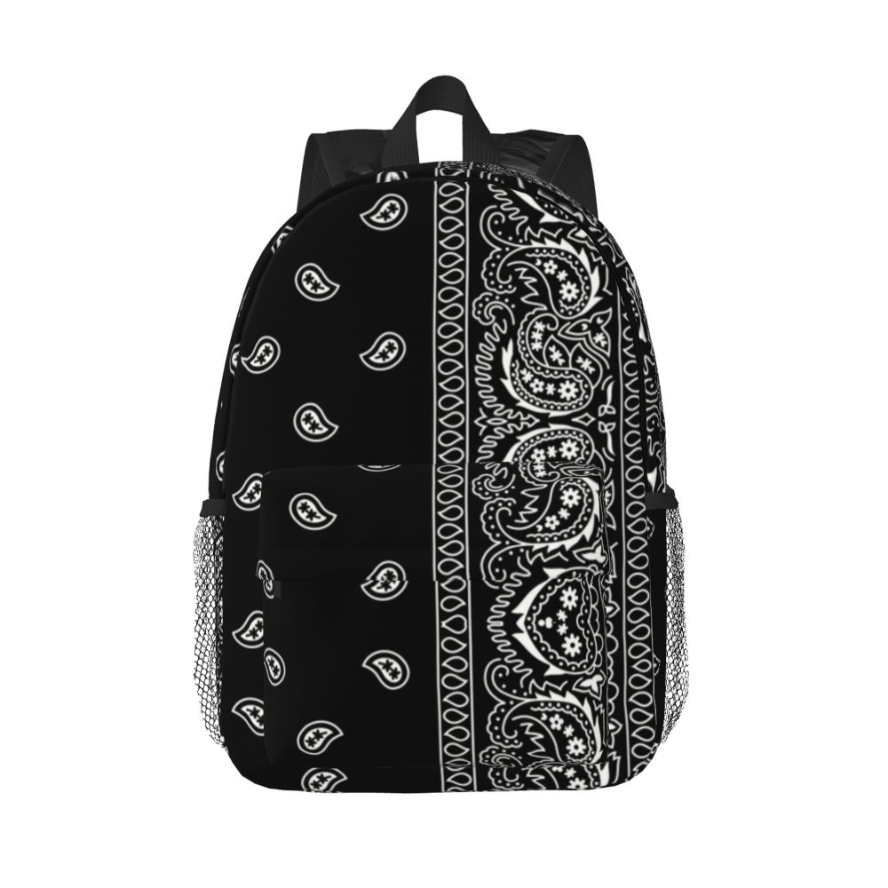 Custom Black White Paisley Chicano Bandana Style Laptop Backpack Women Men Basic Bookbag for School College Student Bag