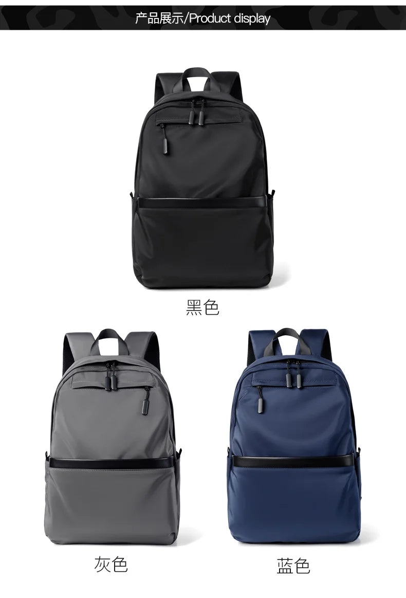 New Style Men's Business Backpack Nylon Solid Color Large Capacity  Student Schoolbag  Travel Backpack on Sale