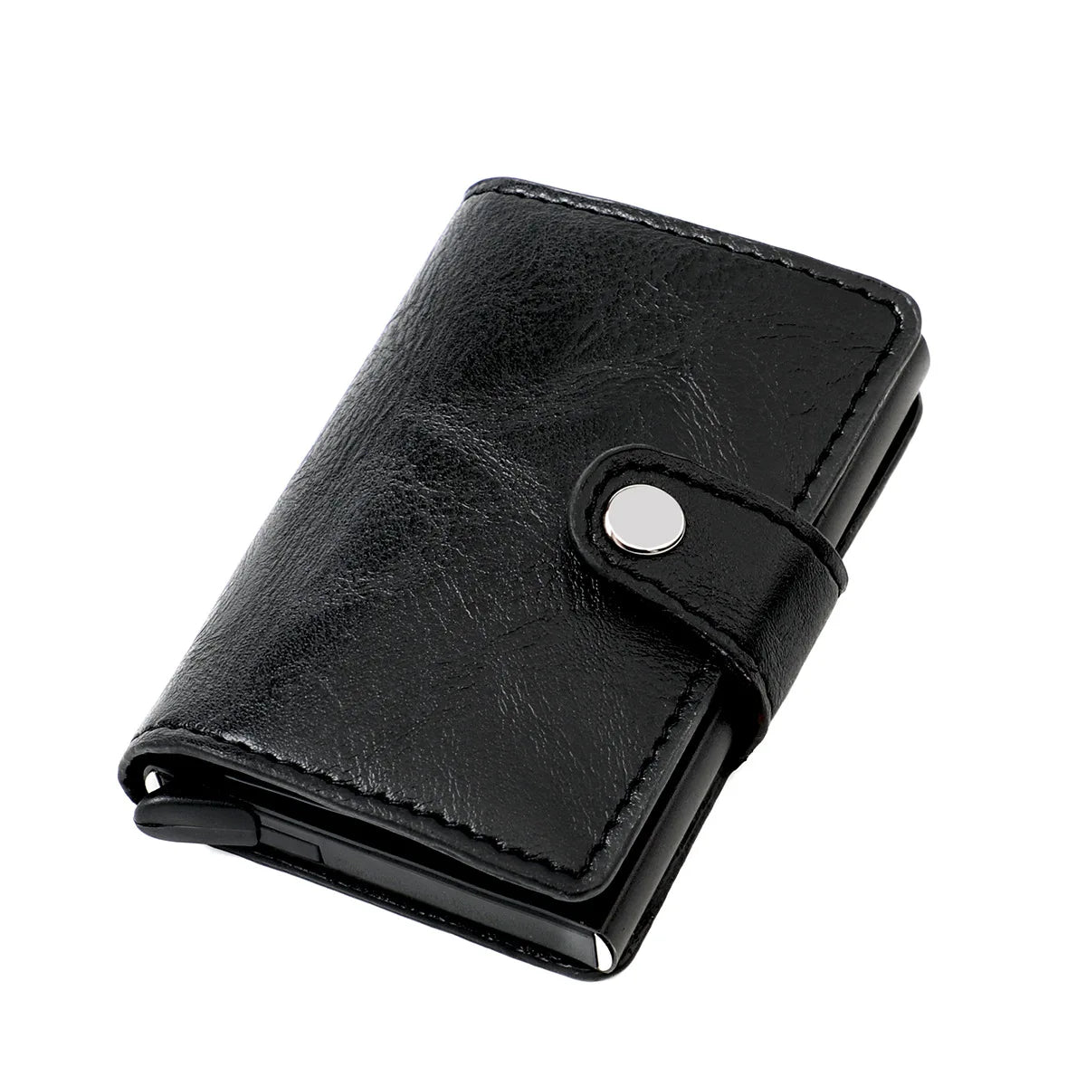 RFID Blocking Credit Card Holder Stainless Steel NFC Anti Scan Business Wallet Genuine PU Leather Purse Money Bag For Men Women