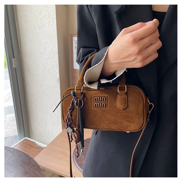 Autumn/winter retro frosted small bag female 2024 new popular cross-body bag HOT handbag bowling bag