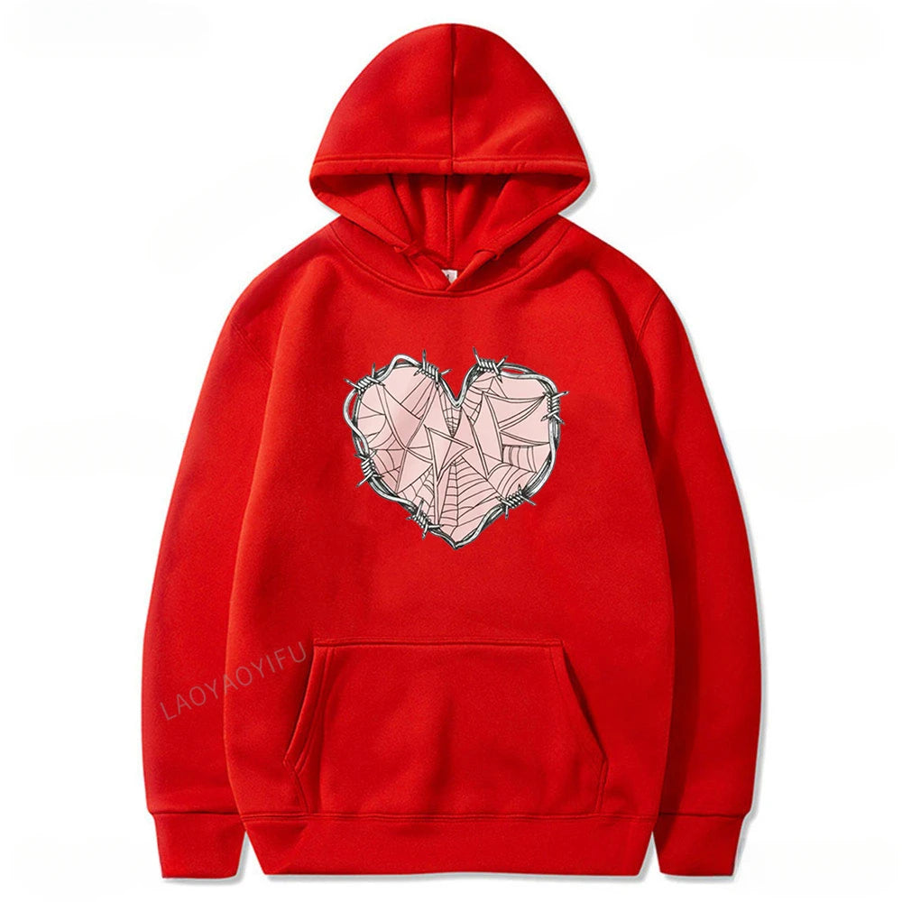 2024 Vêtements de mode XPLR Sam et Colby Merch Web Heart Sweat à capuche à manches longues Femmes Hommes Sweat-shirt Style décontracté Harajuku Streetwear