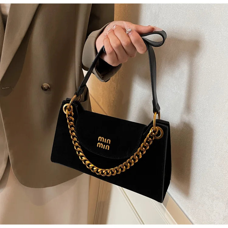 Metal Letter Designer Brand Handbags Top Handle Luxury Shoulder Bags Solid Color Elegant Crossbody Bags Fashion Bags For Women