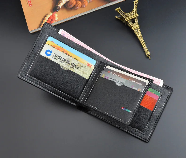 New Men's Wallet Money Bag PU Leather Business Short Wallet Vintage Soft Purse Multi-card Holder Portefeuille Homme Billetera