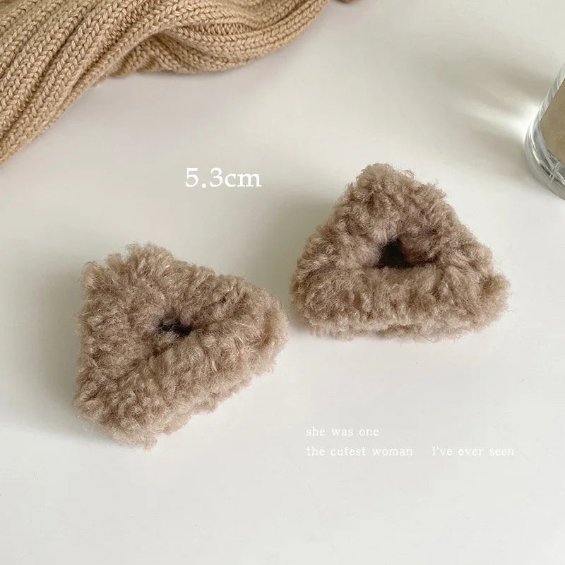 Plush Cat Ears Hair Clips For Women Girls Lamb Cashmere Hairpin Forehead Bangs Clip Fluffy Children New Winter Hair Accessories