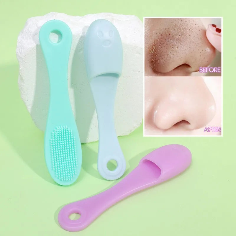 Brosse de nettoyage des pores du visage en silicone, brosses de massage double face pour le visage et le nez, brosse douce pour le lavage de la tête et du nez, outil de nettoyage pour les soins de la peau