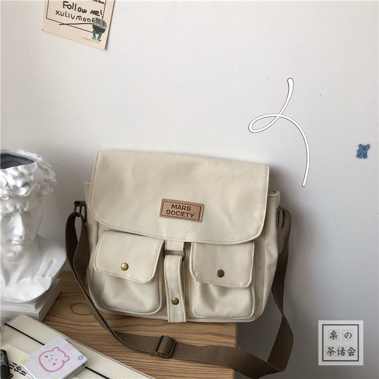 Fashion Simple Messenger Bag Women Postman Diagonal Crossbody Bag Lady Student Canvas Schoolbag Version Ladies Shoulder Bag