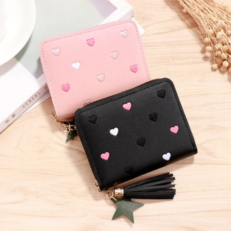 Women Wallet Ladies Mini Small Short Tassel Wallet Cute Girl Zipper Pu Leather Coin Purse Female Hand Wallet Purse