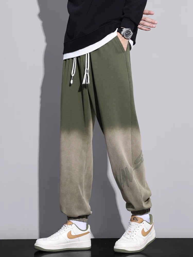 Big Size Men's Jogger Sweatpants 8XL 7XL 6XL Sportswear Gradient Color Baggy Pants Wash Cotton Casual Loose Track Trousers Male