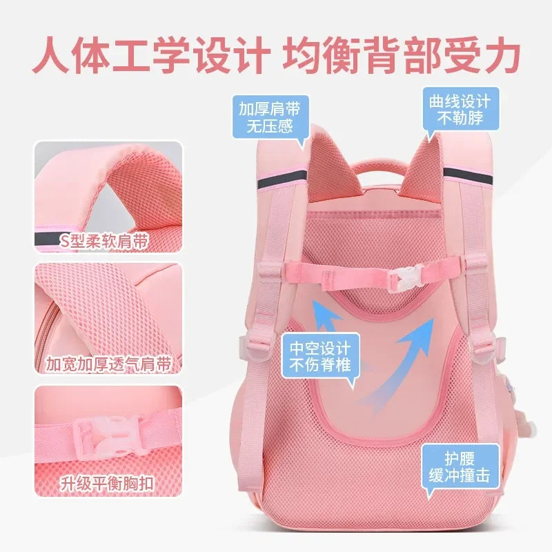 New Type of Lightweight Backpack Primary School Girls Children's Backpack Large Capacity Spine Protection Wholesale Waterproof