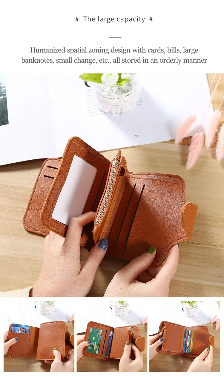 Women Wallets 2023 New Luxury Brand Red Black Small Mini Coin Purse Hasp Card Holder Lady Wallet Zipper Female Leather Buckle