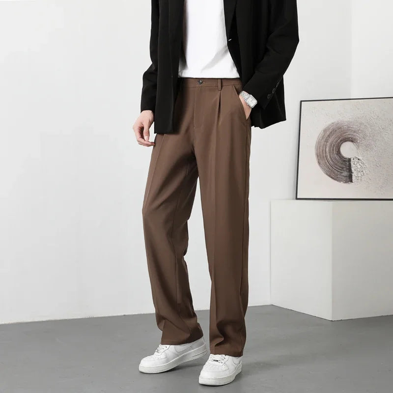 Dress Pants Men Korean Fashion Pleated Pants Chino Pants Men Clothing 2024 Lightweight Cool Trousers