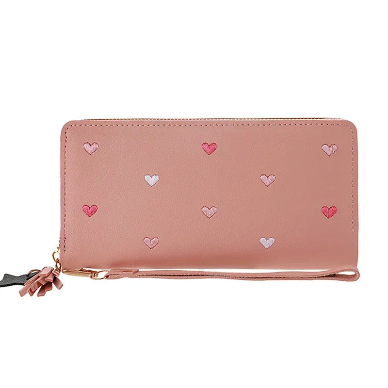 Women Long Wallets Purses Luxury Love Heart Wallets for Ladies Girl Money  Pocket Card Holder Female Wallets Phone Clutch Bag