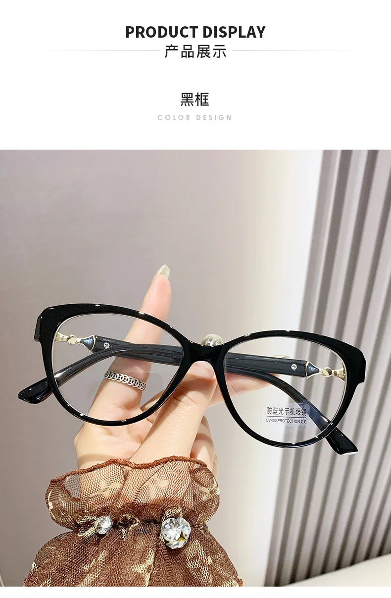 2024 New 3 in 1 Progressive Multifocal Reading Glasses Fashion Women Anti-blue Eyeglasses Easy To Look Far and Near -1.0 To +4.0