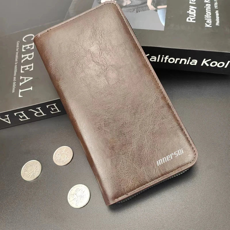 High Quality Men Wallet Long Style Credit Card Holder Male Phone Purse Zipper Large Capacity Brand PU Leather Clutch Bag For Men