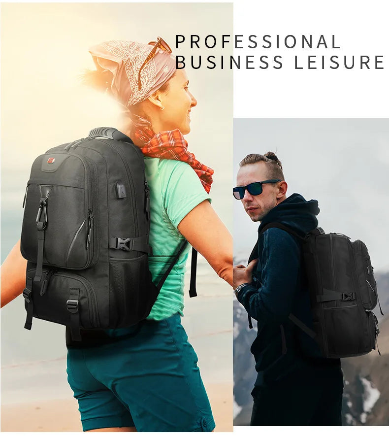 Large Expandable Trave Backpack Hiking Laptop USB Charging Men Bags Outdoor Multifunction Business Backpacks With Shoes Pocket