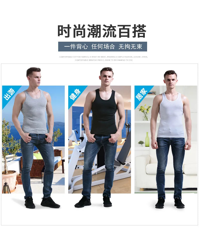 8 Pcs Cotton Mens Sleeveless Tank Top Solid Muscle Vest Men Undershirts O-neck Gymclothing Tees Tops Body Hombre Men Clothing