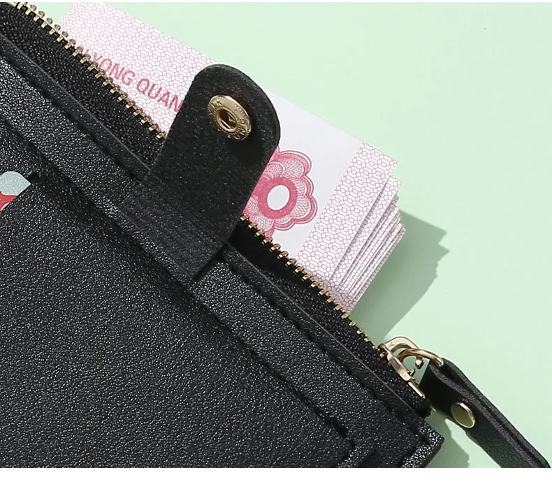 Portefeuilles tendance en cuir pour femmes, mini porte-monnaie solide avec plusieurs cartes, porte-monnaie, portefeuille court, petit portefeuille fin avec fermeture éclair