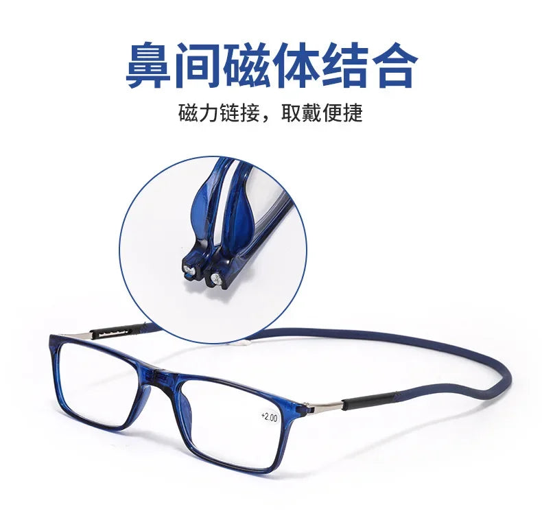 Portable Magnetic Hanging Neck Presbyopia Glasses Magnetic Folding Presbyopia Glasses Scalable Lens Legs