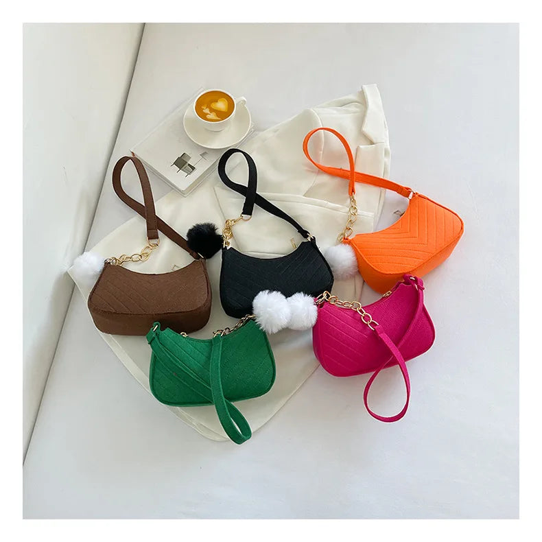 Mini Underarm Bag Female Chain Shoulder Pouch Hot Sale Ladies PU Leather Fashion Women Handbag Solid Color Casual Bags