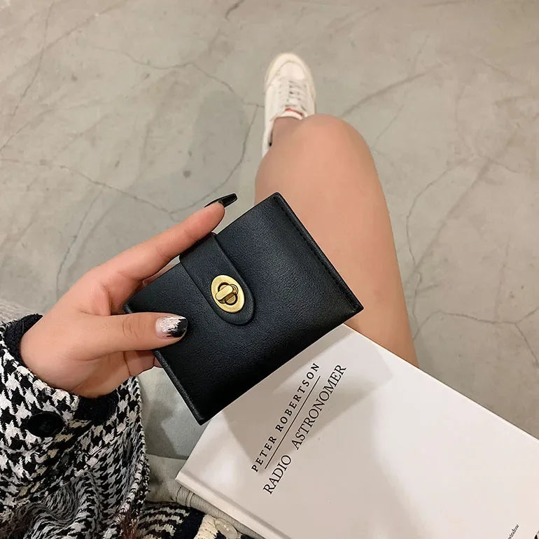 Women's Short Wallet Black Brown Minimalist Versatile Compact Card Bags Coin Purse Money Wallet Monedero Mujer Billetera 지갑