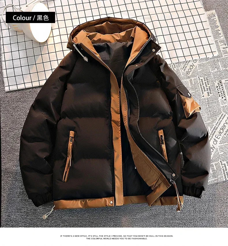 Men Hooded Winter Thicken Warm Winter Man Windproof Jacket New Streetwear Casual Parkas Padded Jacket Male Loose Coats