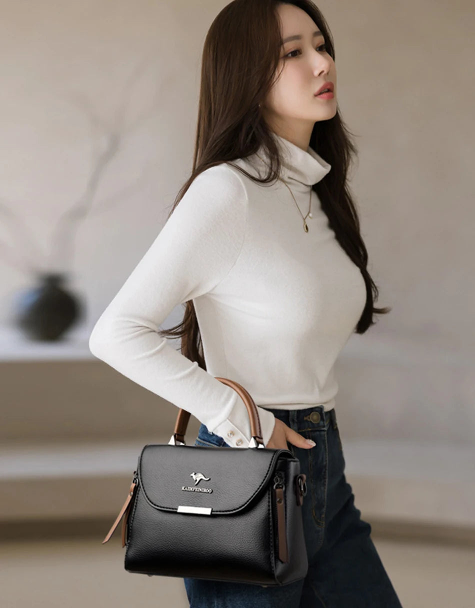 High Quality Leather Shoulder Croosbody Bags Large Capacity Solid Purses and Handbags Luxury Designer Ladies Casual Totes Sac