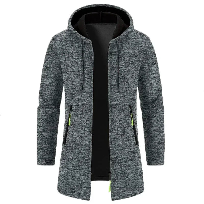 New Mens Long Sleeve Hooded Sweater for Men Zipper Sweatshirts Oversize Streetwear Warm Solid Color Autumn Jacket Hoodie Men