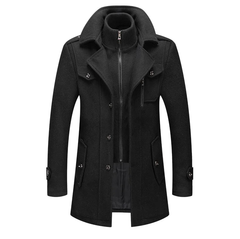 Men's Fashion Warm Autumn&Winter Jackets Trench Herrenmantel Coat for Men Double Collar Coat Jackets Mens Windproof Coats