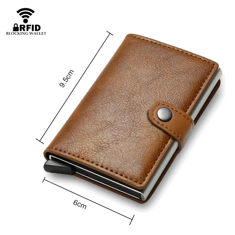 Fashion Business Carbon Fiber Credit Card Holder Wallet Men Rfid Metal Thin Pop Up Minimalist Wallet Small Purse Metal Wallet