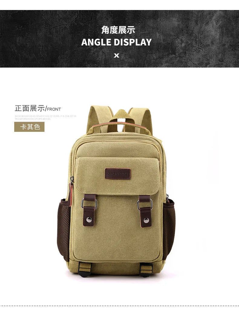 Small Mens Backpack Canvas Casual Backpacks for Men 2024 Mini Male School Bag Rucksack Man Multi-function Crossbody Bag Travel