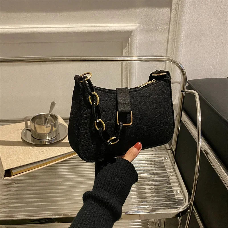 Lady Felt Armpit Design Luxury Tote Released Fashion Ladies Handbag Under Crescent Small Square Bag Lady Felt Armpit Design Luxu