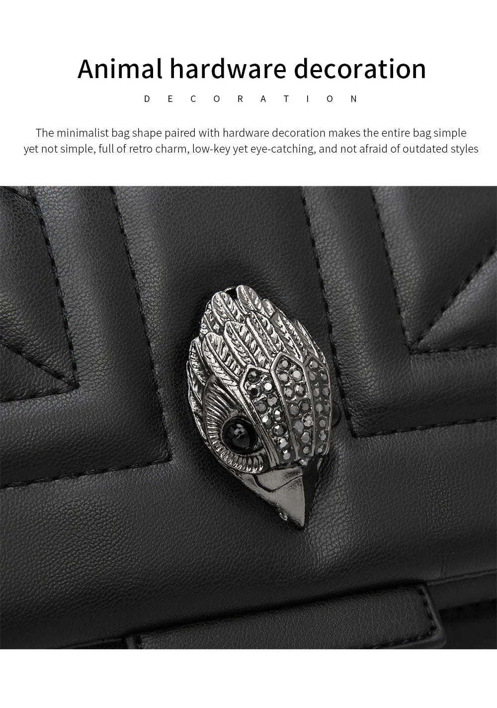 KURT GEIGER LONDON Fashion Women's Bags Eagle Head PU Leather Single Chain Shoulder Crossbody Bag Dating Handbag Commuting Tote