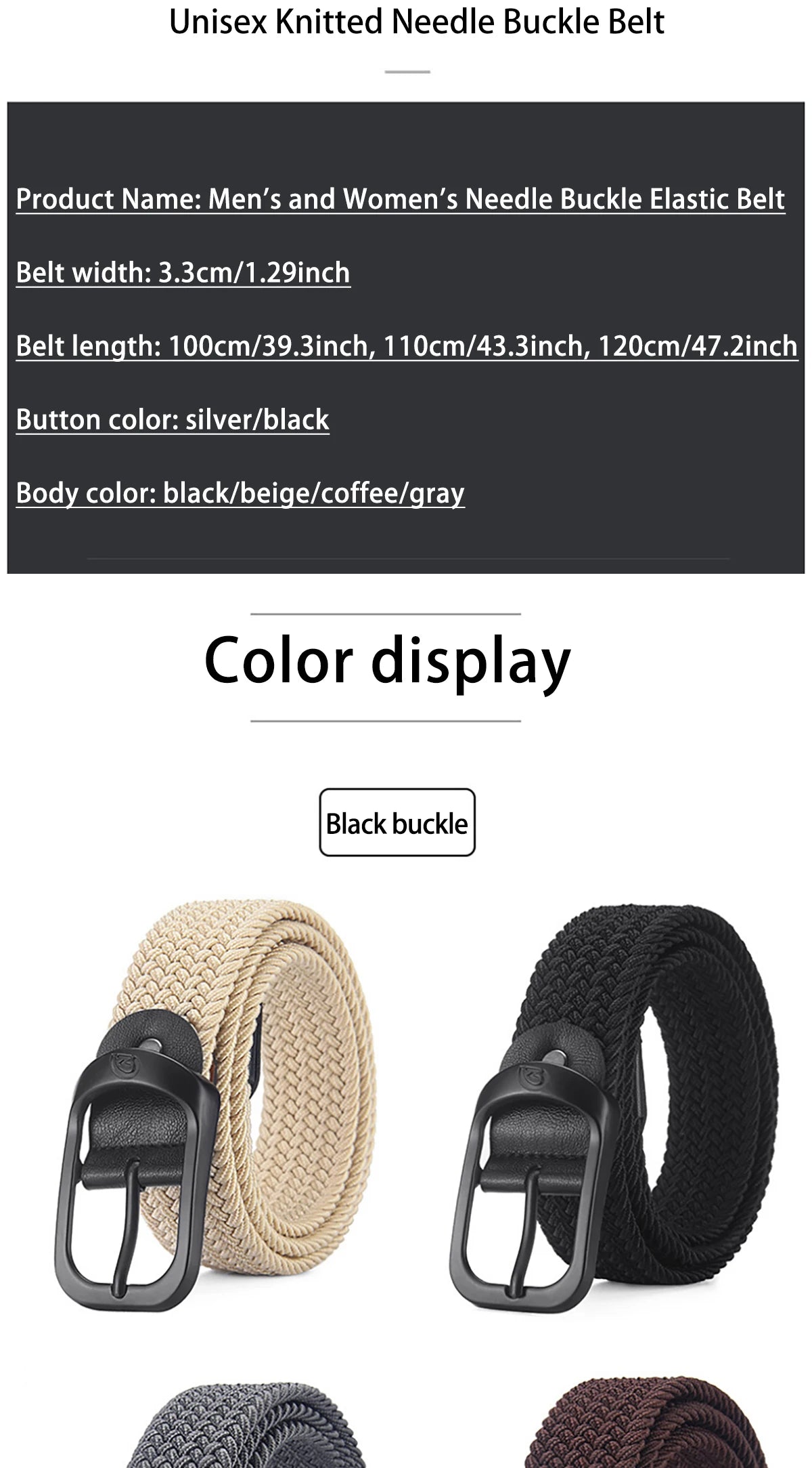 Men's Belt Casual Woven Elastic Belt Outdoor Sports Women's Belt Climbing Work Belt Jeans Suit Pants Men's And Women's Universal