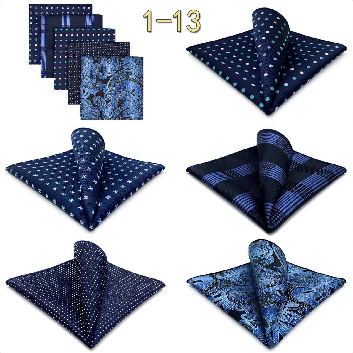 5 Pieces Mens Pocket Squares Wedding Handkerchiefs Set Fashion Formal Bundle Luxury Unique