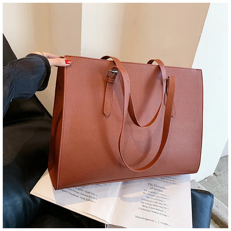 New Women Retro Tote Bags Messenger Handbag High Quality PU Leather Shoulder Bag Big Casual Crossbody Bag