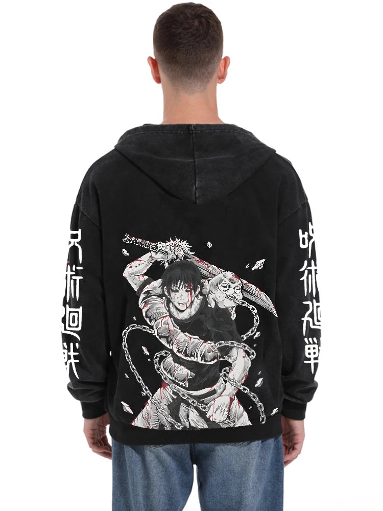 Jujutsu Kaisen Anime Hoodies Men Women 100%Cotton Toji Gothic Manga Sweatshirts Vintage Casual Pullover Fashion Streetwear Daily