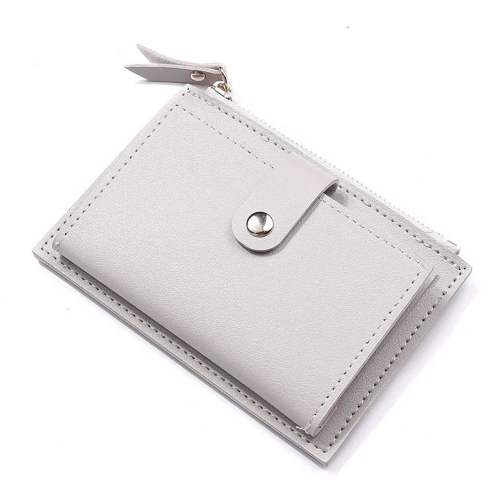 Women Fashion Small Wallet Purse Solid Color PU Leather Mini Coin Purse Wallet Credit Card Holder Bags Zipper Coin Purse