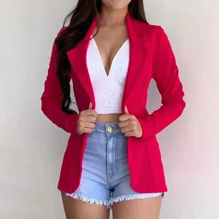 Women's Blazer 2024 Formal Blazer Women's Office Work Set Pocket Jacket Coat Loose women's wear