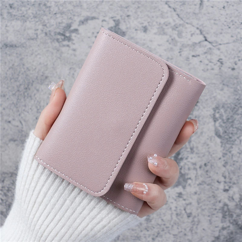 New Cute Wallets for Women Small Hasp Girl Credit Card Holder for PU Leather Coin Purse Female Wallet Short Purses for Women