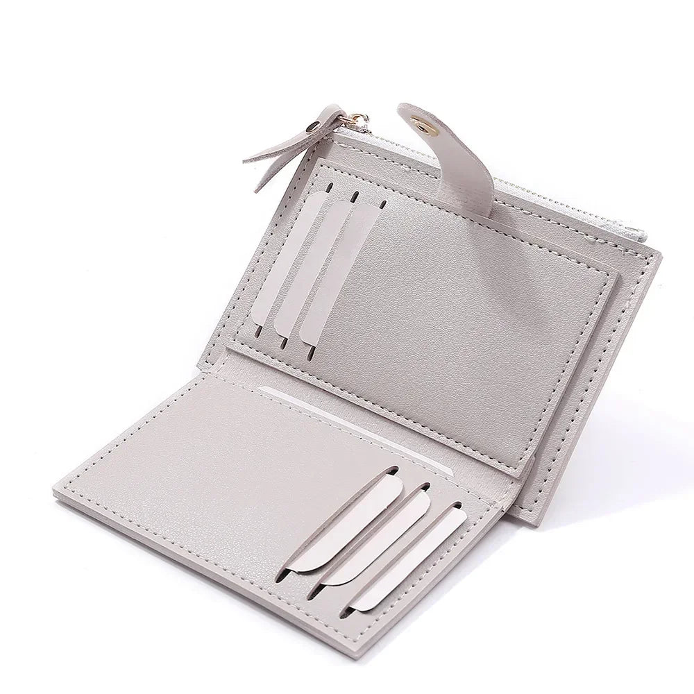 Portefeuilles tendance en cuir pour femmes, mini porte-monnaie solide, porte-cartes, petit portefeuille fin