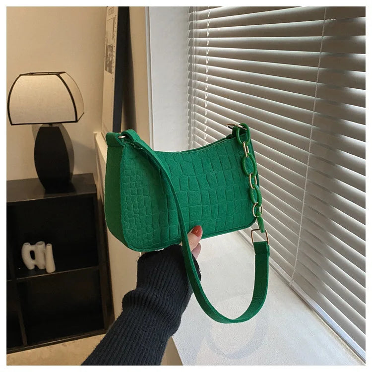 Fashion Felt Shoulder Bags for Women Women's Subaxillary Bag Design Advanced Texture Armpit Handbags Purses Crescent Saddle Bag