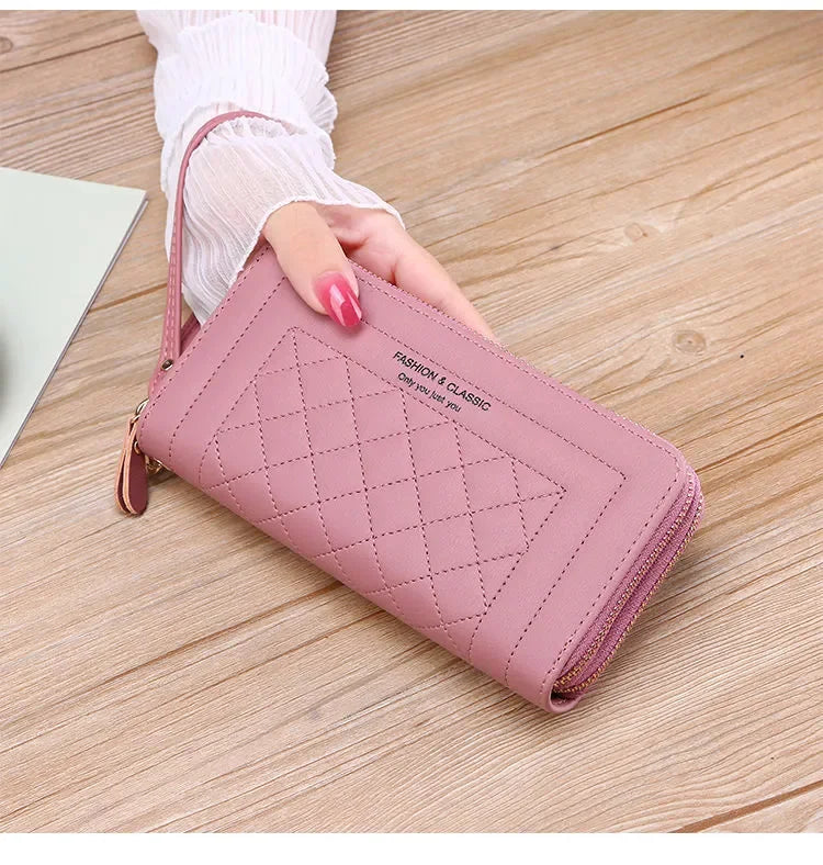 Long Wallet for Women Female Tassel Coin Purse Card Holder Wallets Double Zipper PU Leather Clutch Bags Luxury Money Phone Bag