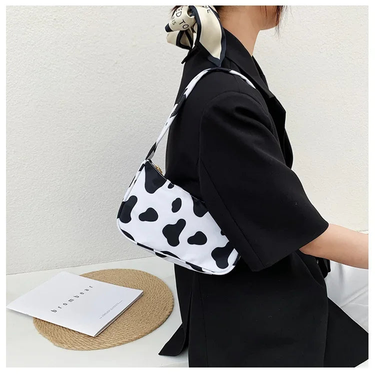 Women Shoulder Bag Fashion Animal Pattern Print Bag Casual Nylon Butterfly Leopard Zebra Cow Print Women Handbag Underarm Bags