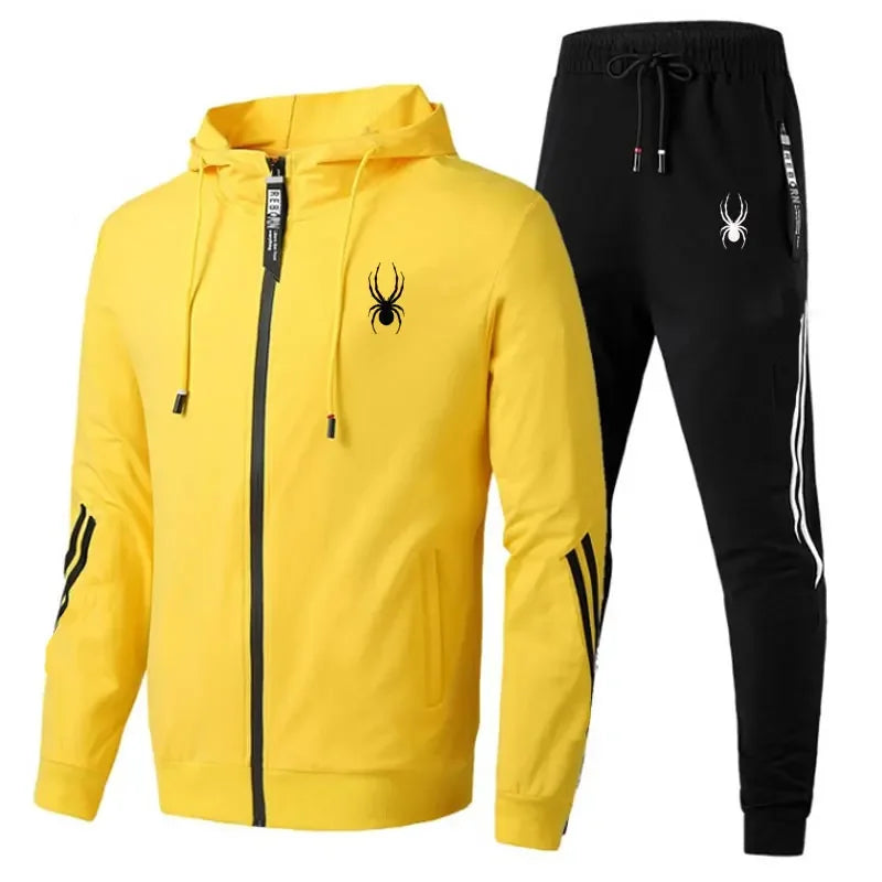 Ensemble de vêtements de sport 2 pièces veste et pantalon zippés pour hommes, ensemble de vêtements de sport décontractés à la mode pour hommes, nouveau modèle printemps automne 2024