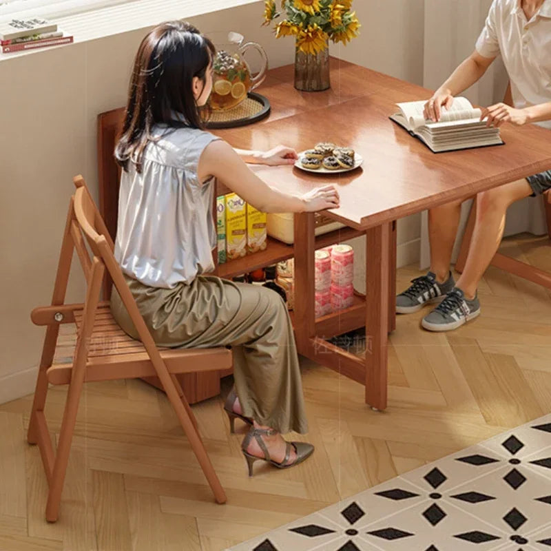 Wood Modern Dining Room Sets Extensible Space Saving Portable Chairs Folding Table Rectangular Mesa Plegables Home Furniture