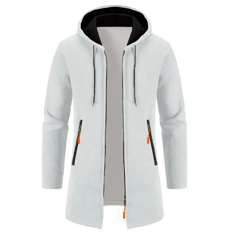 New Mens Long Sleeve Hooded Sweater for Men Zipper Sweatshirts Oversize Streetwear Warm Solid Color Autumn Jacket Hoodie Men