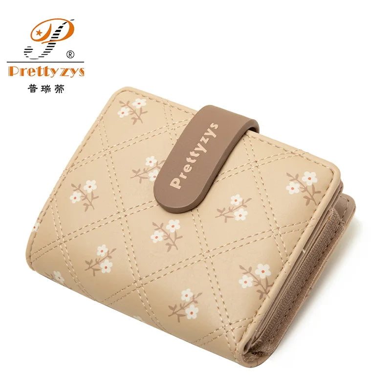 Women's Short Wallet Floral Printed PU Card Holder Fashion Small Tri-fold Coin Purse Card Cash Storage Pouch