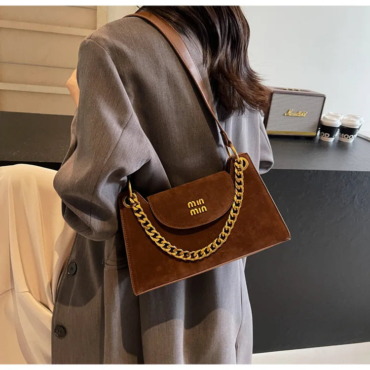 Metal Letter Designer Brand Handbags Top Handle Luxury Shoulder Bags Solid Color Elegant Crossbody Bags Fashion Bags For Women