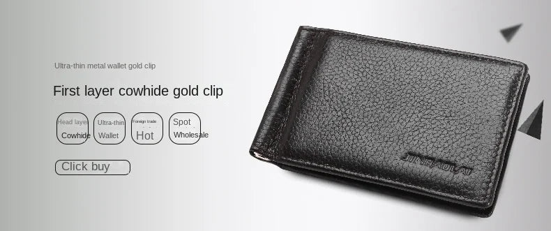 100% Genuine Leather Men Wallets Premium Product Real Cowhide Wallets for Man Short Black Walet Portefeuille Homme